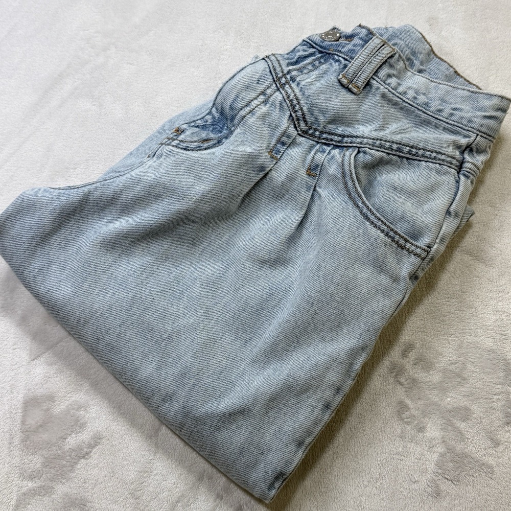Vintage‎ 80s High Waisted Jeans Light Wash Pleated Mom Fit Denim 26x26